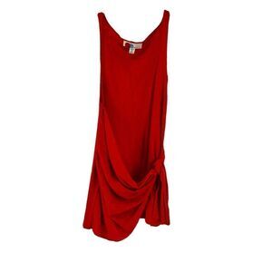 Free People Beach Knit Dress XS Orange Sleeveless Faux Wrap Bohemian Scoop Neck